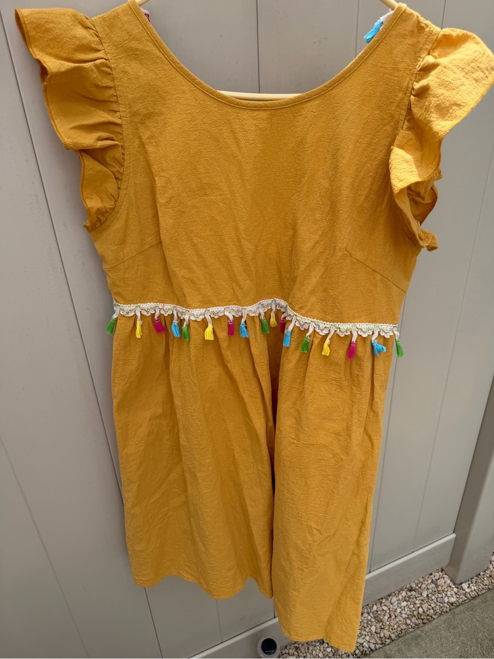 Mustard Yellow Tassel Trim Dress